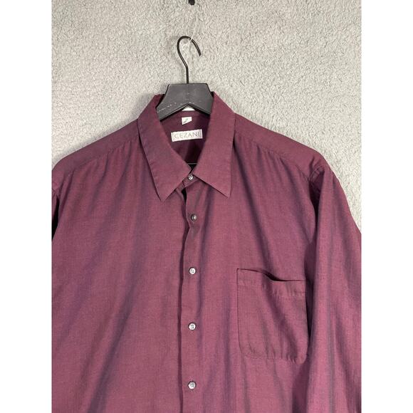 CEZANI Mens‎ 17 32/33 Maroon Long Sleeve Button Shirt Costa Rica Dress Work - Picture 4 of 7